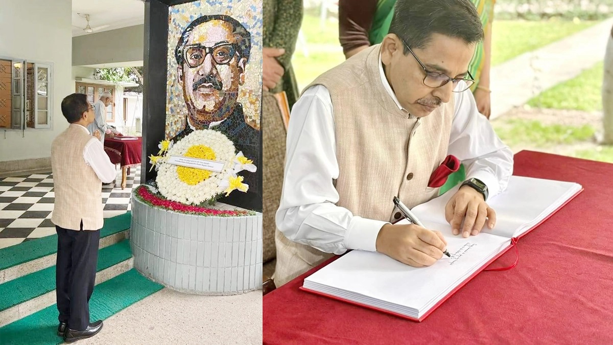 বঙ্গবন্ধুর প্রতিকৃতিতে ভারতীয় হাইকমিশনারের শ্রদ্ধা